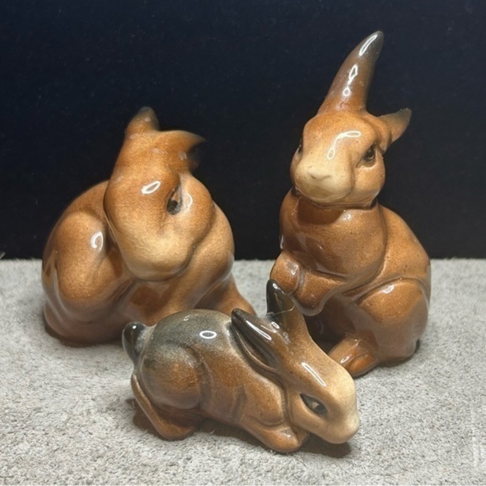 Pottery Bunny Figurines from Goebel West Germany